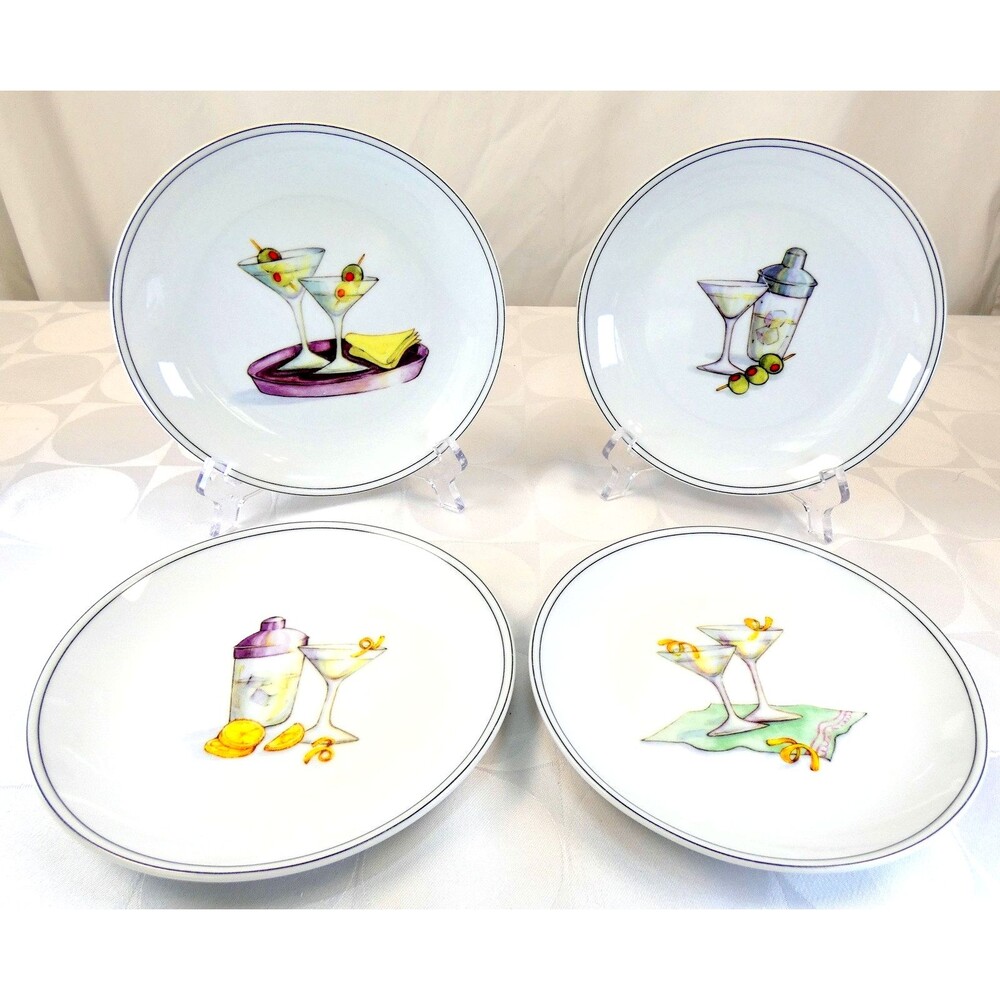 Boston Warehouse Trading Corp. 2003 Martini Design Appetizer Plates Set of Four